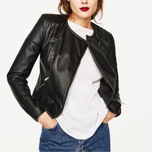 Zara Black Faux Leather Jacket